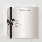 Invitation Black White Jewel Bow 30e anniversaire Silver Sepi (Dos)