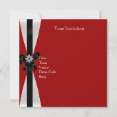 Invitation Black White Jewel Bow 40e Elégant Anniversaire Rou (Dos)