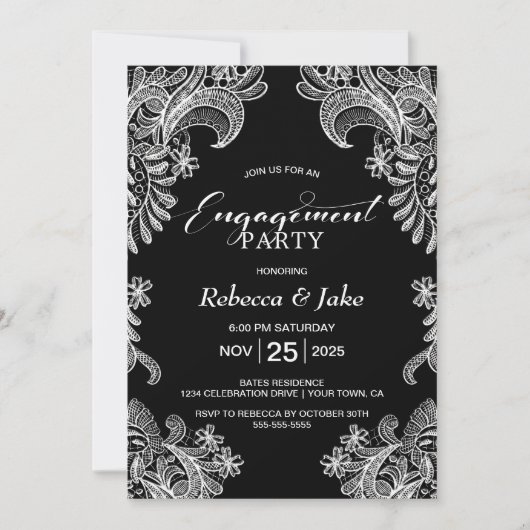 Invitation Black White Lace (Devant)