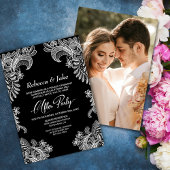 Invitation Black White Lace Custom Photo Mariage Après La Fêt