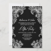 Invitation Black White Lace Custom Photo Mariage Après La Fêt (Devant)