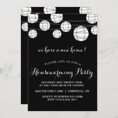 INVITATION BLACK WHITE LANTERNS HOUSEWARMINING PARTY INVITATI (Devant / Derrière)