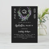 Invitation Black white lavender luxe 2025 Graduation Party (Debout devant)