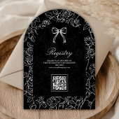 Invitation Black White Line Art Coquette Bow Baby shower