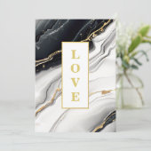 Invitation *~ BLACK WHITE LOVE AR66 QR + RSVP Agate Mariage (Debout devant)