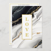 Invitation *~ BLACK WHITE LOVE AR66 QR + RSVP Agate Mariage (Devant / Derrière)