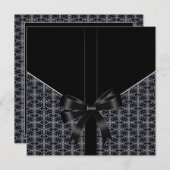 Invitation Black White Mariage damassé (Devant / Derrière)