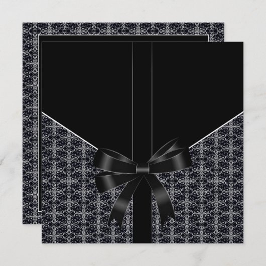 Invitation Black White Mariage damassé (Devant / Derrière)