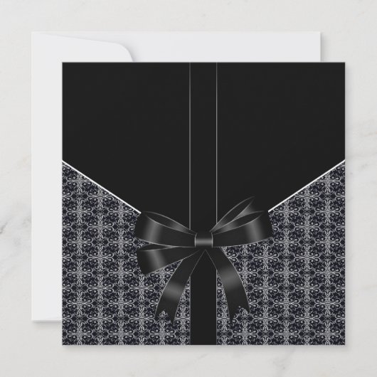 Invitation Black White Mariage damassé (Devant)