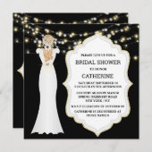 Invitation Black white mariée mariage robe lustre chic (Devant / Derrière)