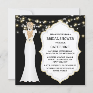 Invitation Black white mariée mariage robe lustre chic
