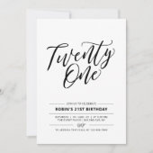 Invitation Black & White Minimal 21e fête d'anniversaire (Devant)