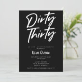 Invitation Black White Minimal Dirty Trente 30e anniversaire (Debout devant)