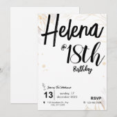 Invitation Black & White Minimalist 18e anniversaire (Devant / Derrière)