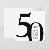 Invitation Black & White Minimalist Milestones 50th Birthday  (Devant / Derrière)