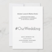 Invitation Black White Minimalist Modern Chic Mariage de hash (Devant)