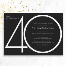 Black White Minimaliste Surprise 40e anniversaire