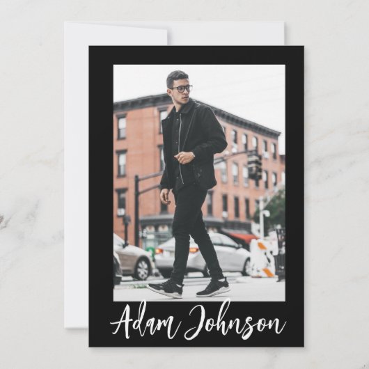 Invitation Black & White Modern 40e fête d'anniversaire (Dos)