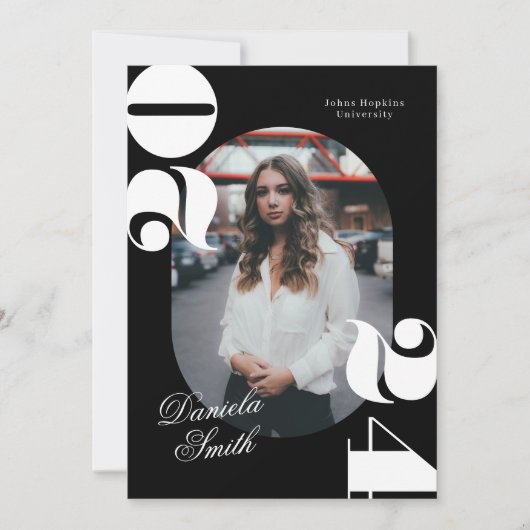 Invitation Black & White Modern Bold Classe de 2024 Graduatio (Devant)
