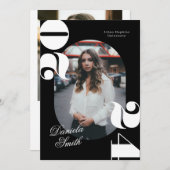 Invitation Black & White Modern Bold Classe de 2024 Graduatio (Devant / Derrière)