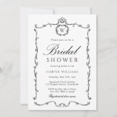 Invitation Black & White Modern Classic Frame Bridal Shower  (Devant)