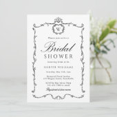 Invitation Black & White Modern Classic Frame Bridal Shower  (Debout devant)
