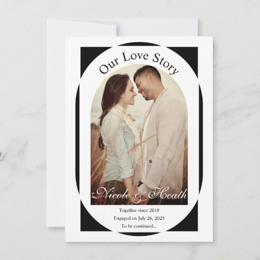 Invitation Black & White Modern Minimal Engagement Party (Dos)