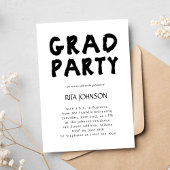 Invitation Black White Modern School Senior Graduation Party