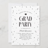 Invitation Black + White Modern Typography Graduation Party (Devant)