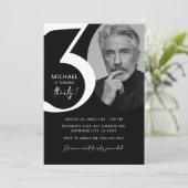 Invitation Black & White moderne 30ème Photo Anniversaire (Debout devant)