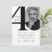 Invitation Black & White moderne 40ème Photo Anniversaire (Debout devant)