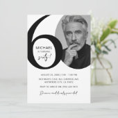 Invitation Black & White moderne 60ème Photo Anniversaire (Debout devant)