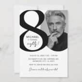 Invitation Black & White moderne 80ème Photo Anniversaire (Devant)