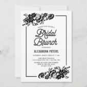 Invitation Black & White Moderne Flore Accents Brunch nuptial (Devant)