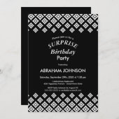Invitation Black White Moderne Surprise fête d'anniversaire (Devant / Derrière)