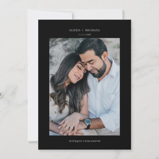 Invitation Black + White Mountains Outdoor Pine Tree Mariage (Dos)