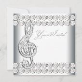 Invitation Black White Music Treble Clef Considérant (Devant)