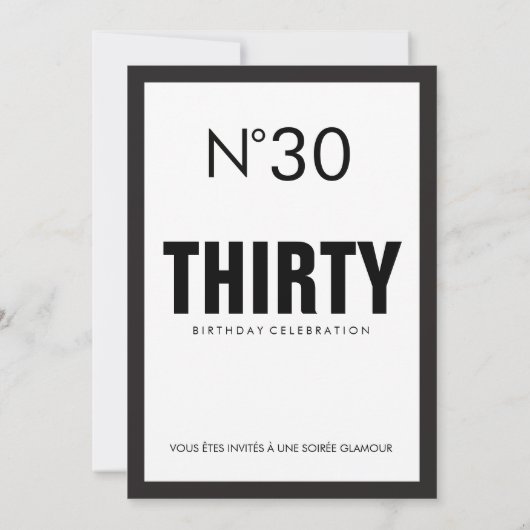 Invitation Black & White PARIS Thème 30ème anniversaire (Dos)