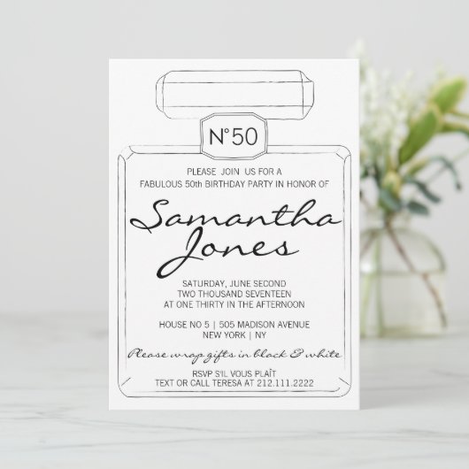 Invitation Black & White PARIS Thème FABULEUX 50ème anniversa (Debout devant)