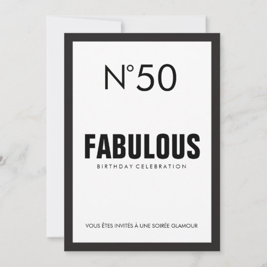 Invitation Black & White PARIS Thème FABULEUX 50ème anniversa (Dos)
