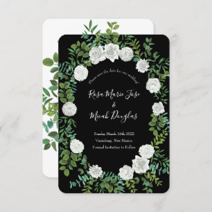 Invitation Black & White Peony Rose Floral Enregistrer la dat