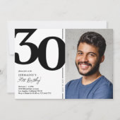 Invitation Black White Photo 30th Birthday Party (Devant)