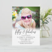 Invitation Black White Photo 50 Fabulous Birthday Script Bold (Debout devant)