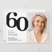 Invitation Black White Photo 60th Birthday Party (Devant)