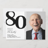 Invitation Black White Photo 80th Birthday Party (Devant)