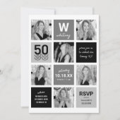 Invitation Black White Photo Collage 50e anniversaire (Devant)
