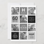 Invitation Black White Photo Collage 60e anniversaire (Devant)