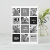 Invitation Black White Photo Collage 60e anniversaire (Debout devant)
