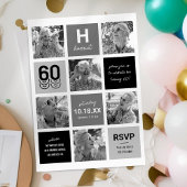 Invitation Black White Photo Collage 60e anniversaire