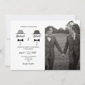 Invitation Black White Photo Mariage Gay (Devant)